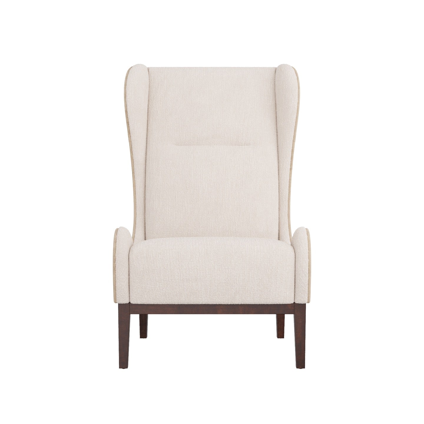 Pierce Wing Chair Stone Boucle Dark Walnut