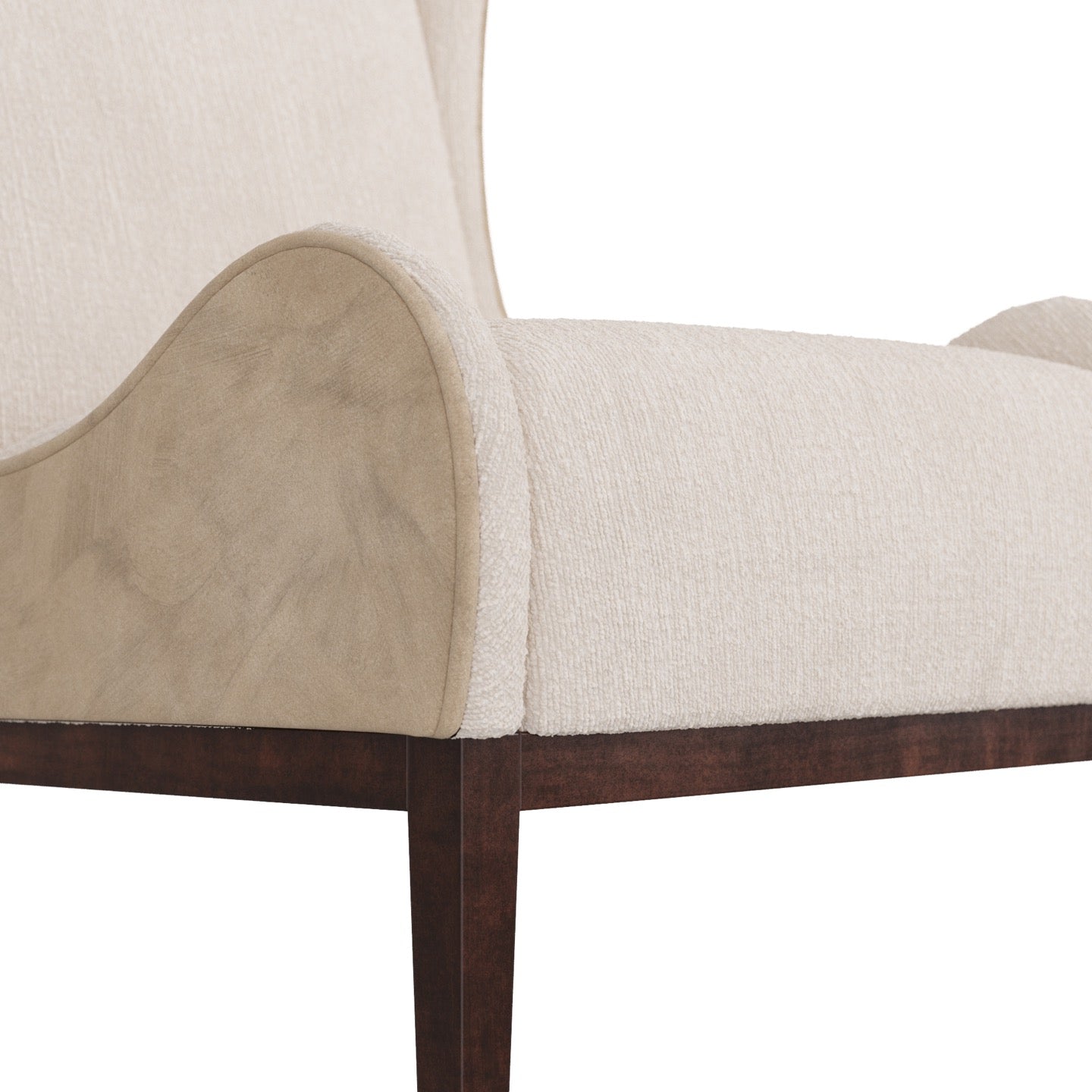 Pierce Wing Chair Stone Boucle Dark Walnut