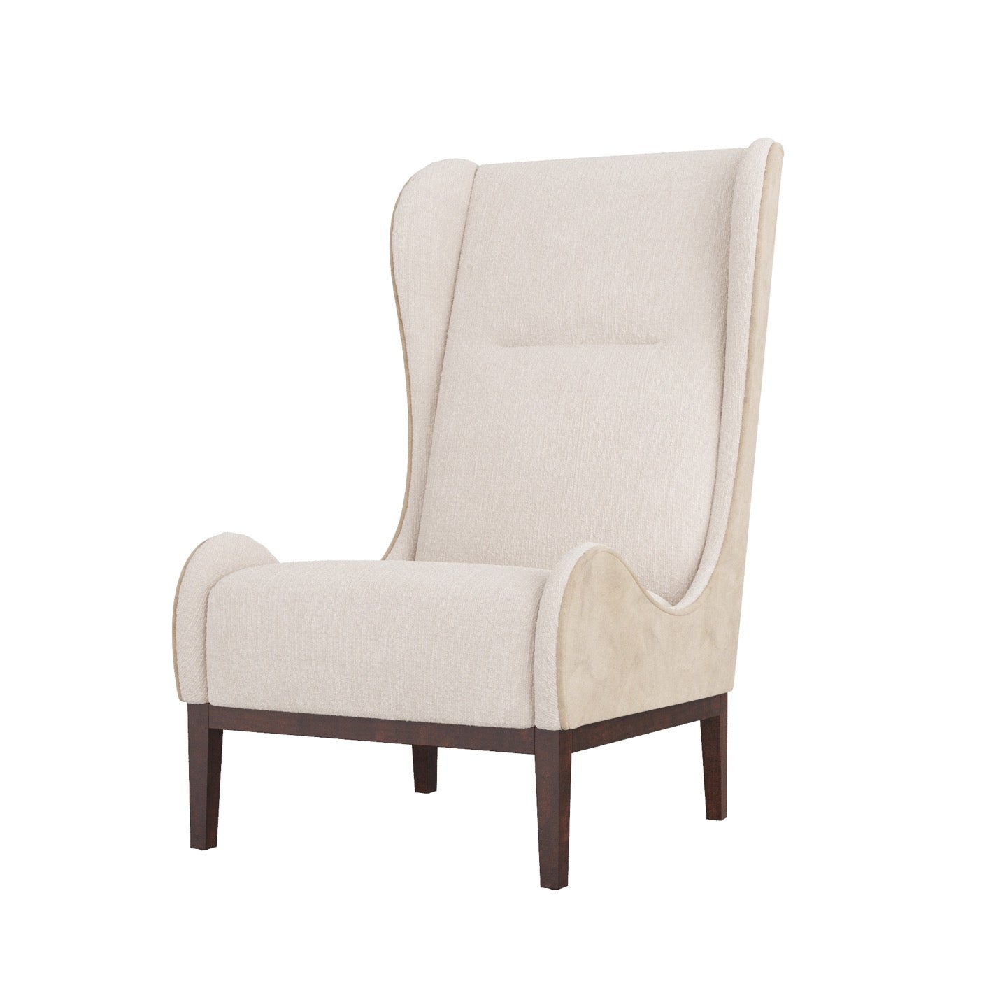 Pierce Wing Chair Stone Boucle Dark Walnut