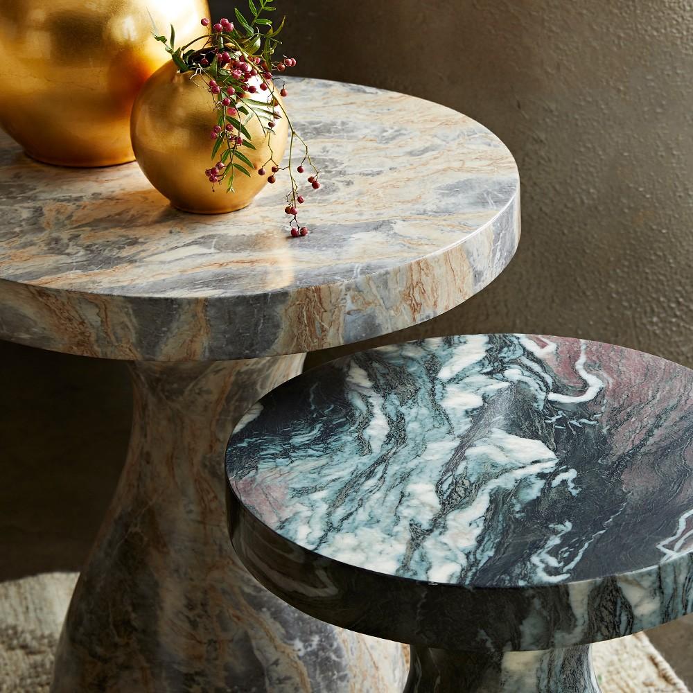 Serafina Large Accent Table - Sahara Faux Marble