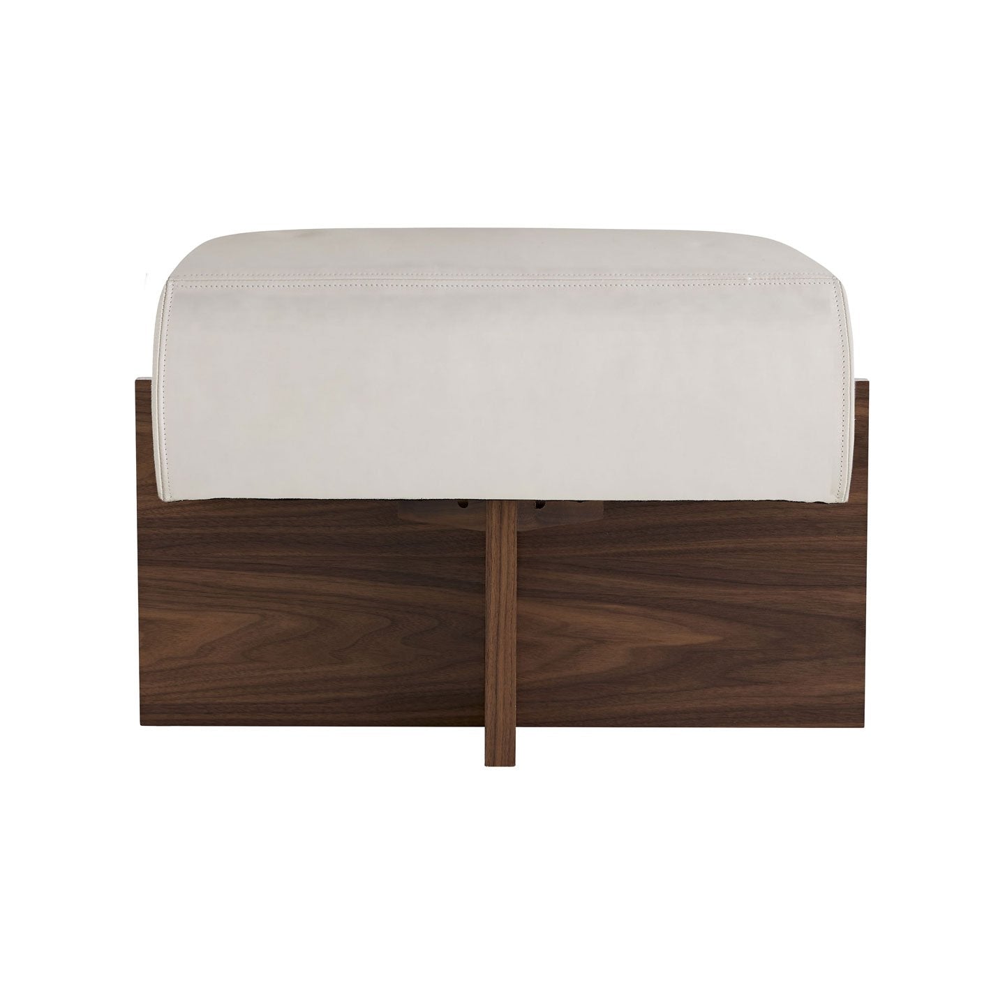 Tuck Ottoman Ivory Leather